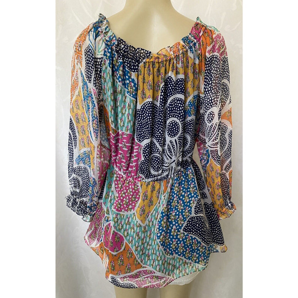 Diane Von Furstenberg Camila Flower Power Dream Silk Top Blouse Off Shou… - Picture 4 of 5